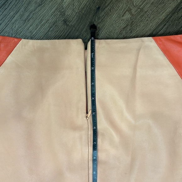 Maje Peach Orange and Magenta Lamb Leather Mini Skirt - Picture 9 of 16